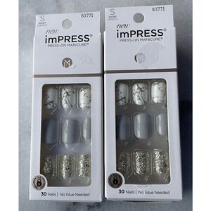 imPRESS Press On Manicure Short Length Nails IMO4M7 Knock Out Lot of 2